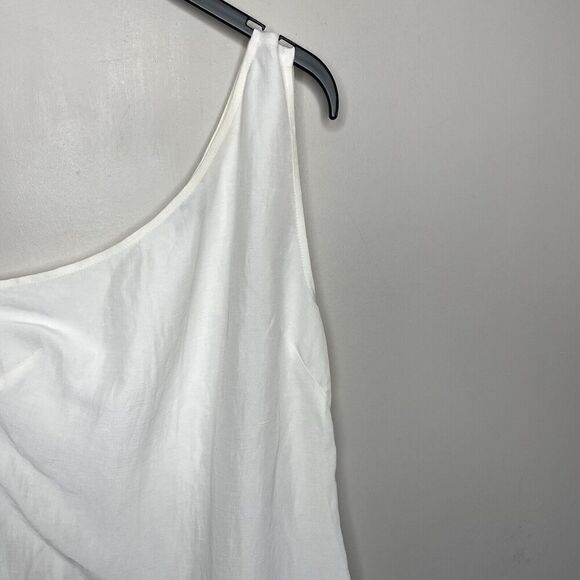 MADEWELL Midi Dress Women 2 One-Shoulder Sleeveless NEW Ivory Linen Blend NQ624 - Picture 4 of 14